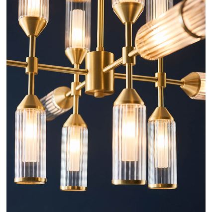 Endon 92214 - TOUR Rod-Mounted Chandelier 12xG9/3W/230V Brass