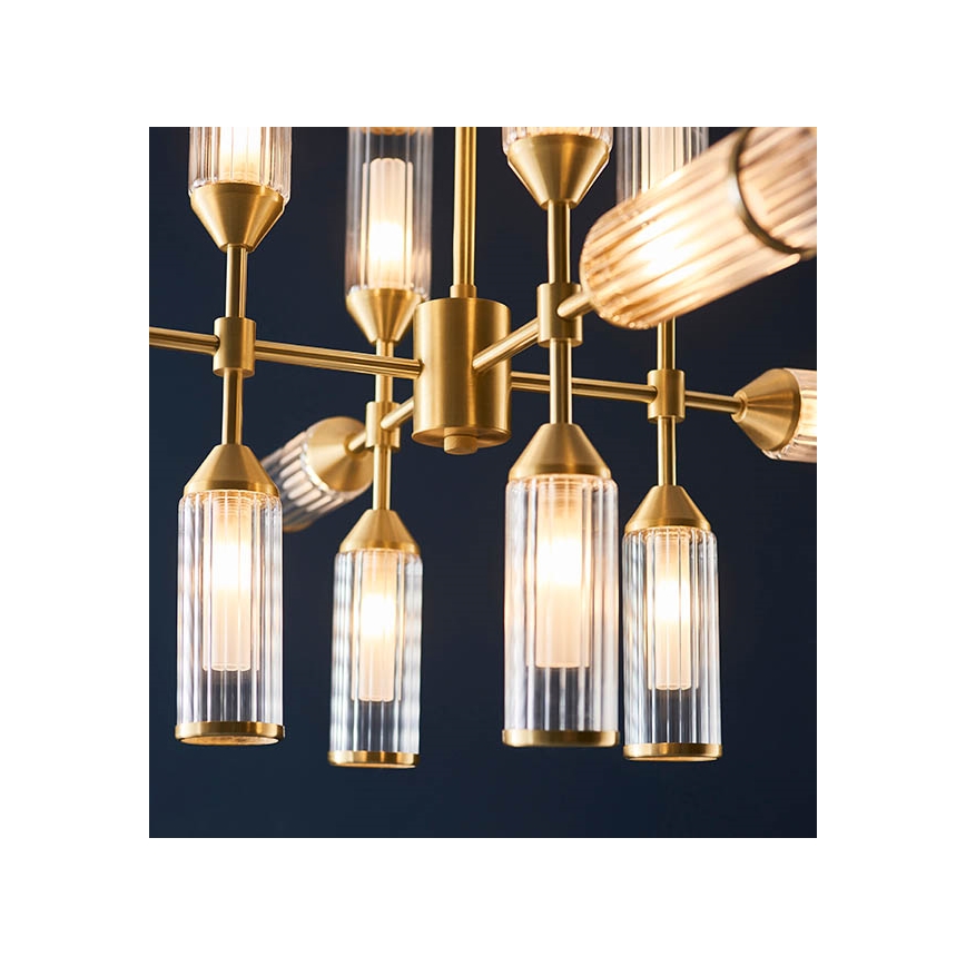 Endon 92214 - TOUR Rod-Mounted Chandelier 12xG9/3W/230V Brass