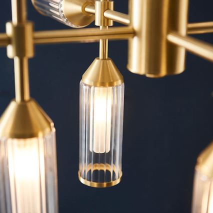 Endon 92214 - TOUR Rod-Mounted Chandelier 12xG9/3W/230V Brass