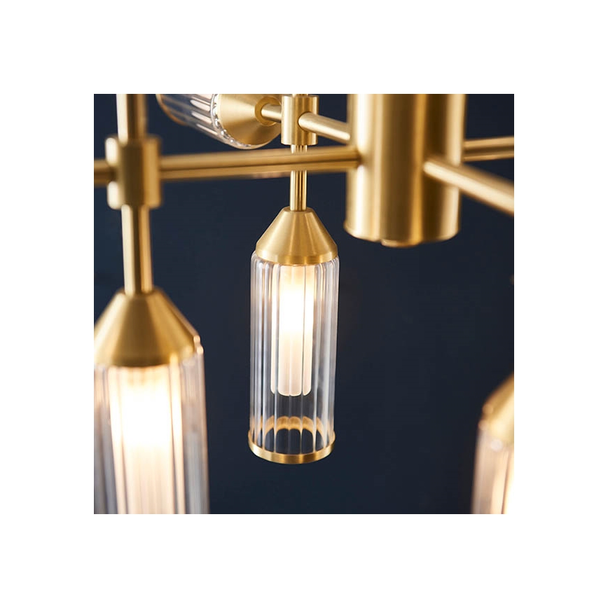 Endon 92214 - TOUR Rod-Mounted Chandelier 12xG9/3W/230V Brass