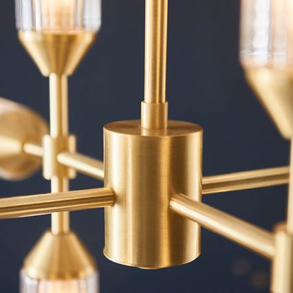 Endon 92214 - TOUR Rod-Mounted Chandelier 12xG9/3W/230V Brass