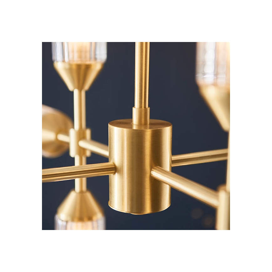Endon 92214 - TOUR Rod-Mounted Chandelier 12xG9/3W/230V Brass