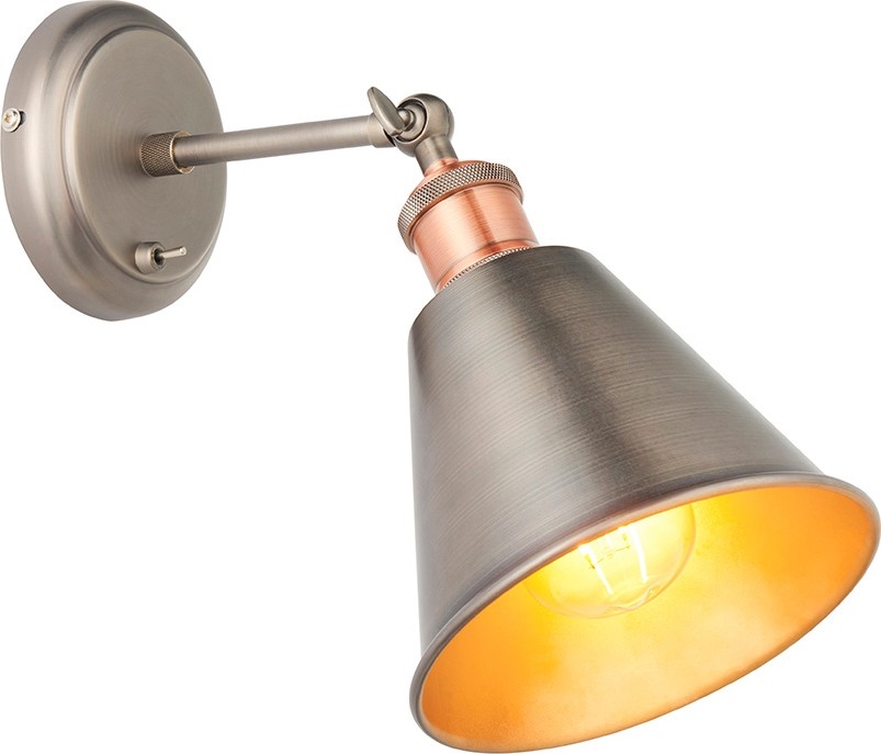 Endon 92866 - Wall-mounted spotlight HAL 1xE27/10W/230V matte chrome/copper