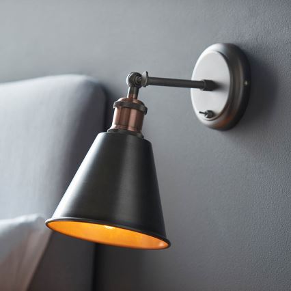 Endon 92866 - Wall-mounted spotlight HAL 1xE27/10W/230V matte chrome/copper