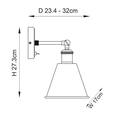 Endon 92866 - Wall-mounted spotlight HAL 1xE27/10W/230V matte chrome/copper