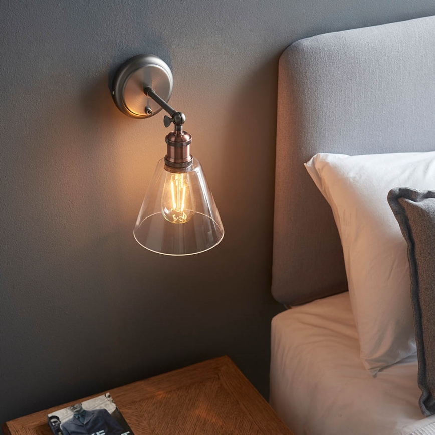 Endon 92874 - Wall spotlight HAL 1xE27/10W/230V bronze/copper/clear