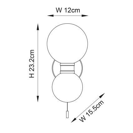 Endon 93523 - PULSA Bathroom Wall Light 2xG9/3W/230V IP44 Black/White