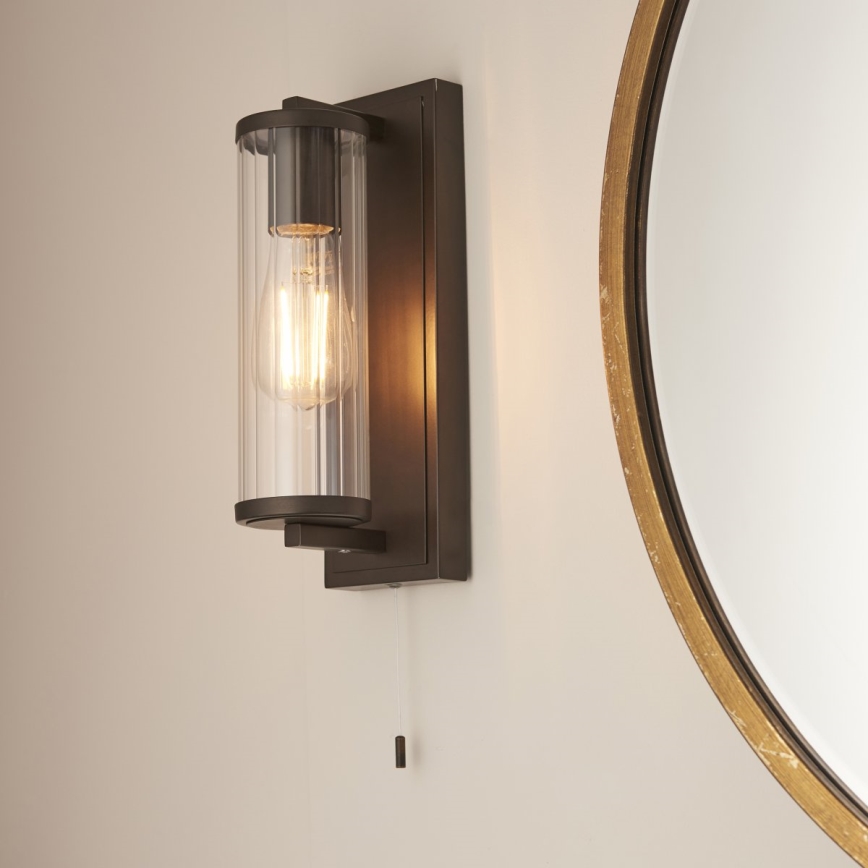 Endon 94077 - Bathroom wall light TAYLOR 1xE27/10W/230V IP44 brown