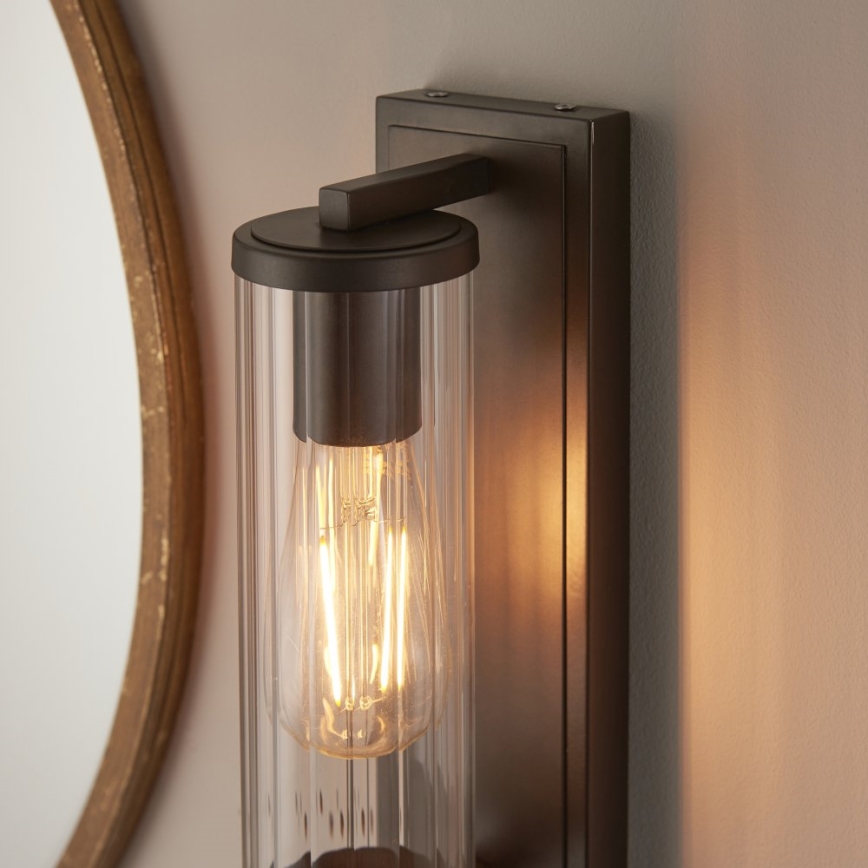 Endon 94077 - Bathroom wall light TAYLOR 1xE27/10W/230V IP44 brown