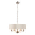 Endon 94357 - HIGHCLERE chain-hung chandelier 6xE14/40W/230V Ø 55 cm beige/matte chrome