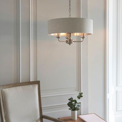 Endon 94361 - Chandelier on a chain HIGHCLERE 3xE14/40W/230V beige/matte chrome