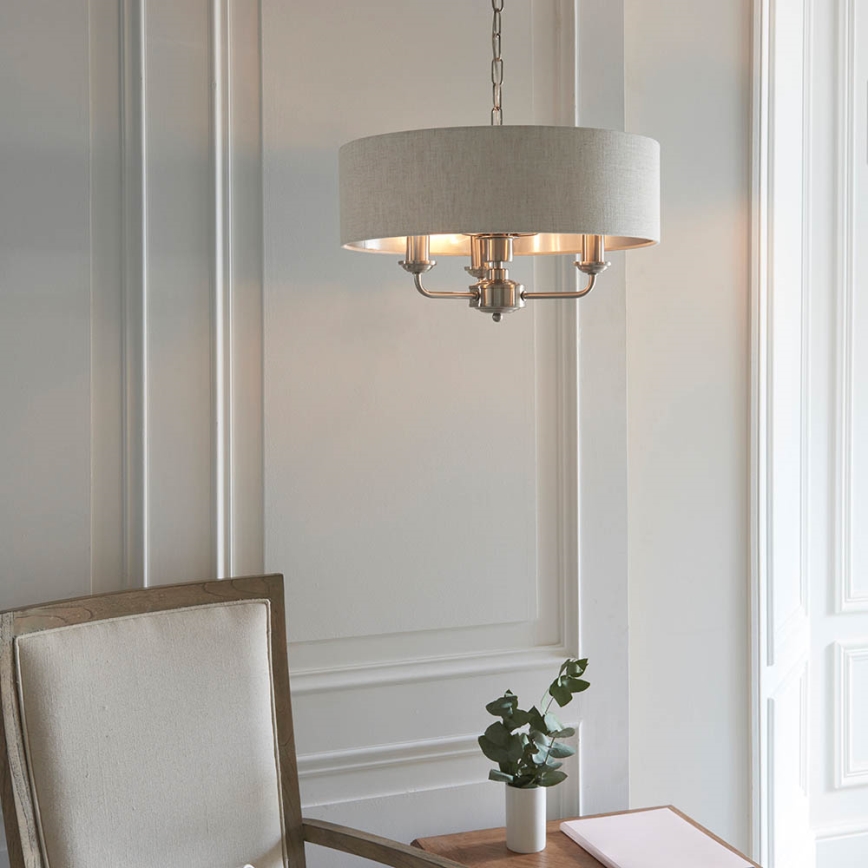 Endon 94361 - Chandelier on a chain HIGHCLERE 3xE14/40W/230V beige/matte chrome