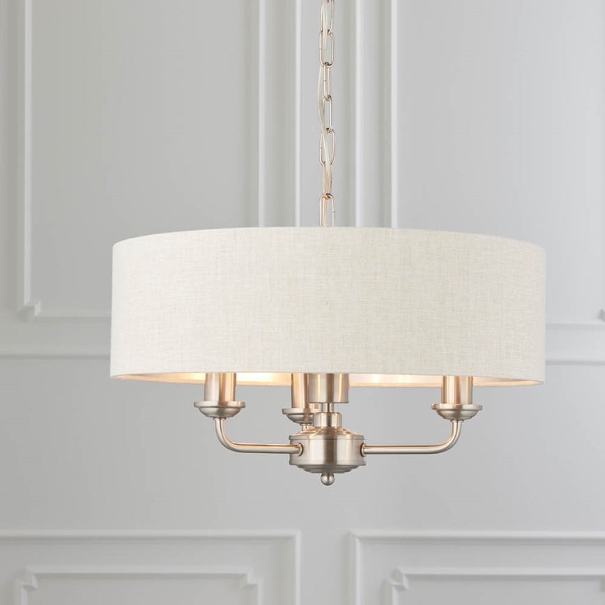 Endon 94361 - Chandelier on a chain HIGHCLERE 3xE14/40W/230V beige/matte chrome