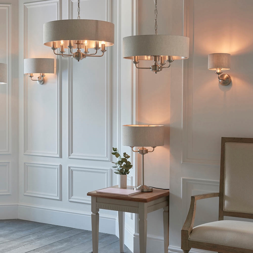 Endon 94361 - Chandelier on a chain HIGHCLERE 3xE14/40W/230V beige/matte chrome