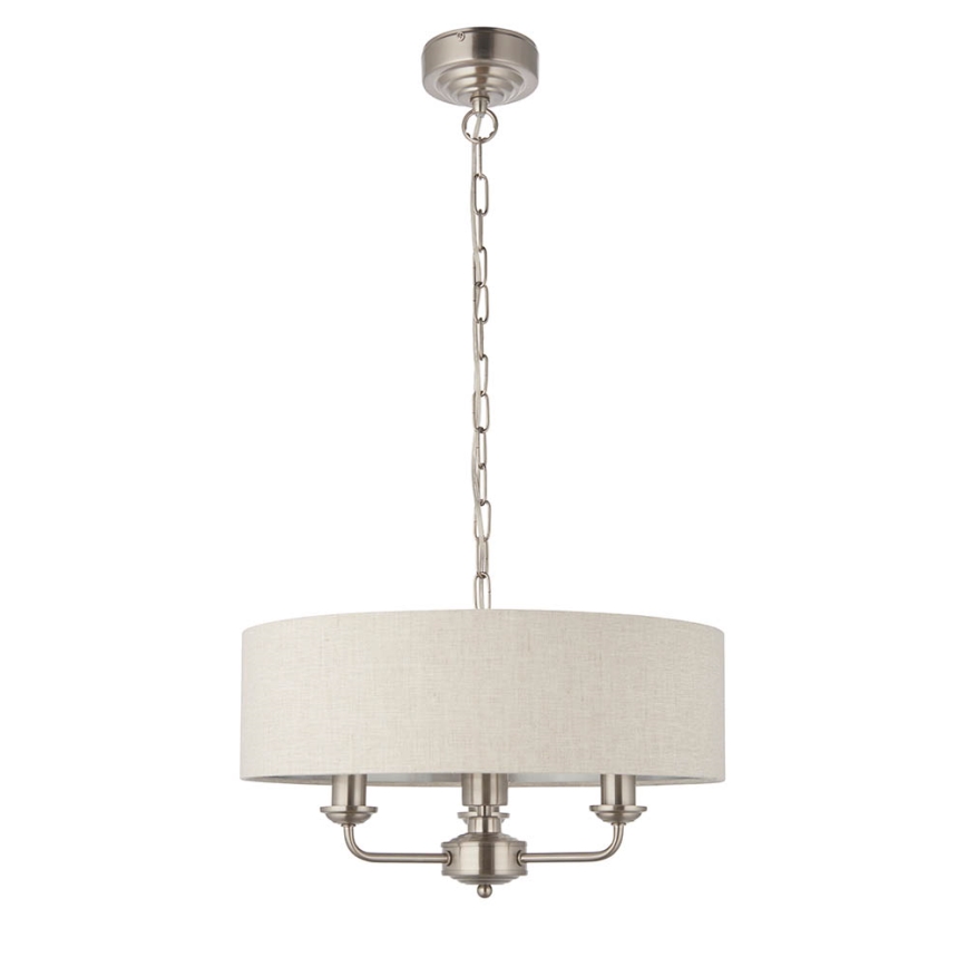 Endon 94361 - Chandelier on a chain HIGHCLERE 3xE14/40W/230V beige/matte chrome
