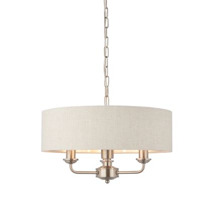 Endon 94361 - Chandelier on a chain HIGHCLERE 3xE14/40W/230V beige/matte chrome