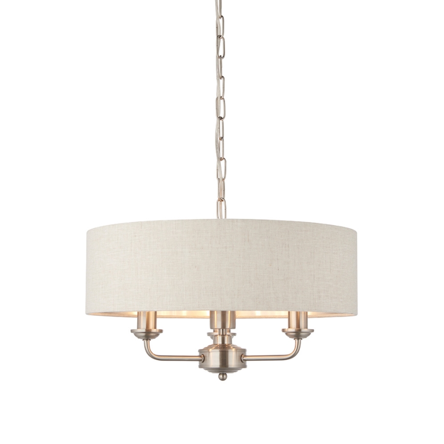 Endon 94361 - Chandelier on a chain HIGHCLERE 3xE14/40W/230V beige/matte chrome