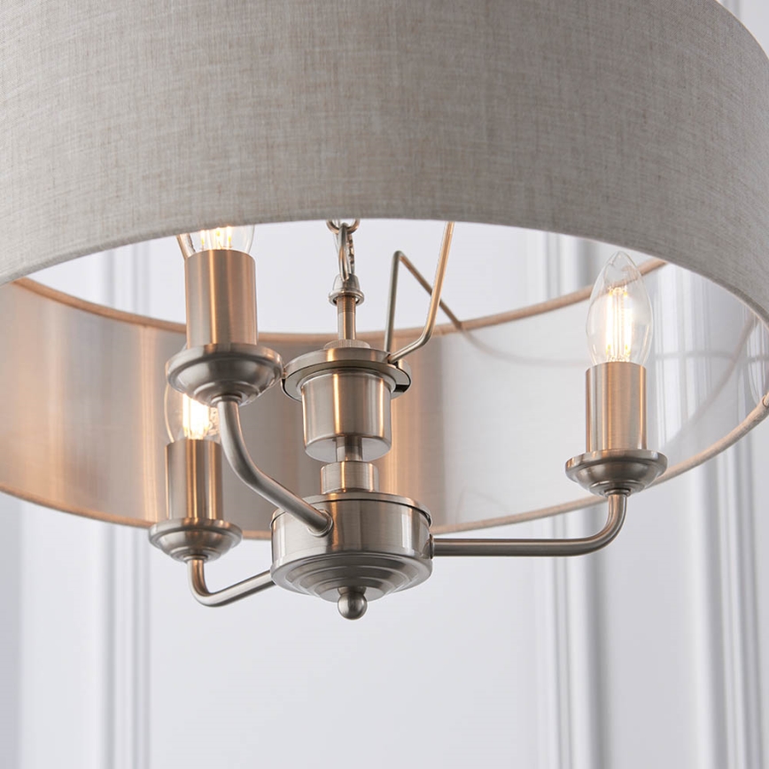 Endon 94361 - Chandelier on a chain HIGHCLERE 3xE14/40W/230V beige/matte chrome