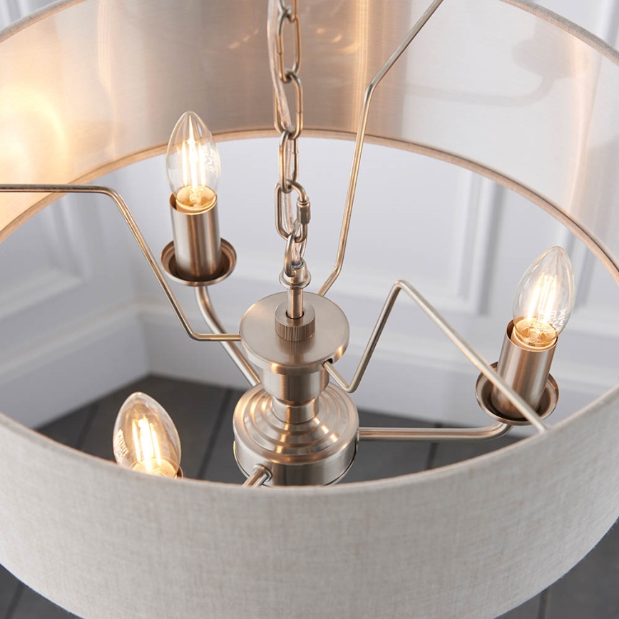Endon 94361 - Chandelier on a chain HIGHCLERE 3xE14/40W/230V beige/matte chrome
