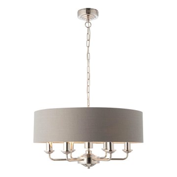 Endon 94373 - Chandelier on a chain HIGHCLERE 6xE14/40W/230V grey/shiny chrome