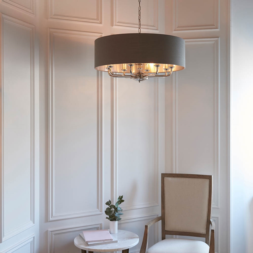 Endon 94373 - Chandelier on a chain HIGHCLERE 6xE14/40W/230V grey/shiny chrome