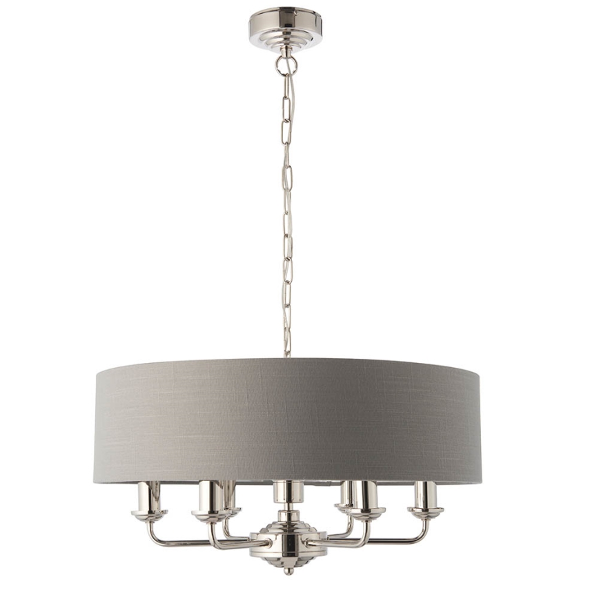 Endon 94373 - Chandelier on a chain HIGHCLERE 6xE14/40W/230V grey/shiny chrome