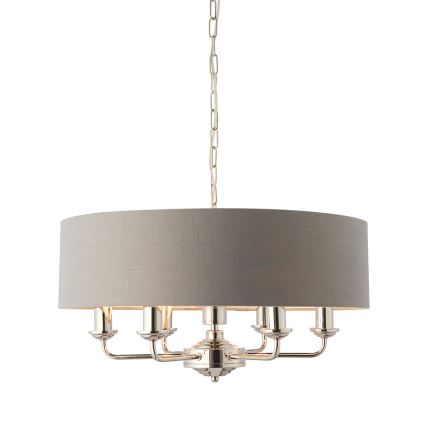Endon 94373 - Chandelier on a chain HIGHCLERE 6xE14/40W/230V grey/shiny chrome
