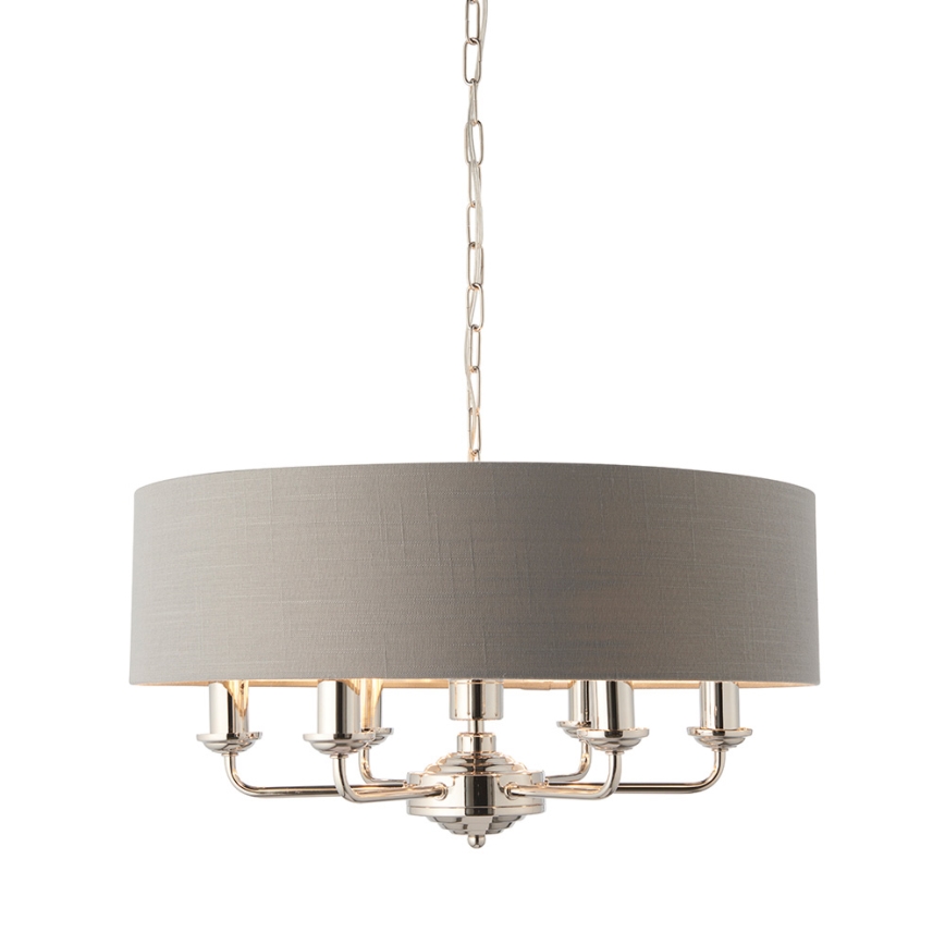 Endon 94373 - Chandelier on a chain HIGHCLERE 6xE14/40W/230V grey/shiny chrome