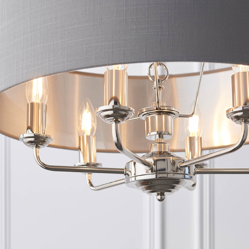 Endon 94373 - Chandelier on a chain HIGHCLERE 6xE14/40W/230V grey/shiny chrome