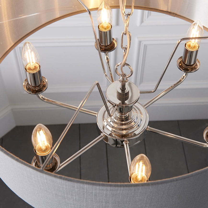 Endon 94373 - Chandelier on a chain HIGHCLERE 6xE14/40W/230V grey/shiny chrome