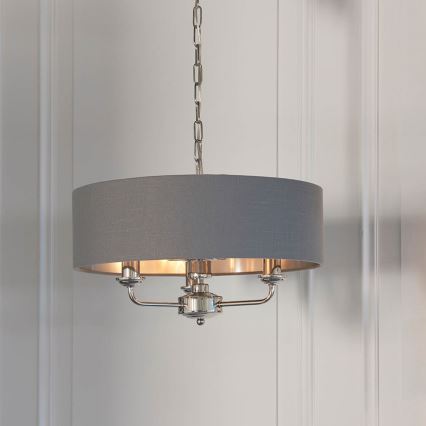Endon 94377 - Chandelier on a chain HIGHCLERE 3xE14/40W/230V grey/shiny chrome d. 45 cm