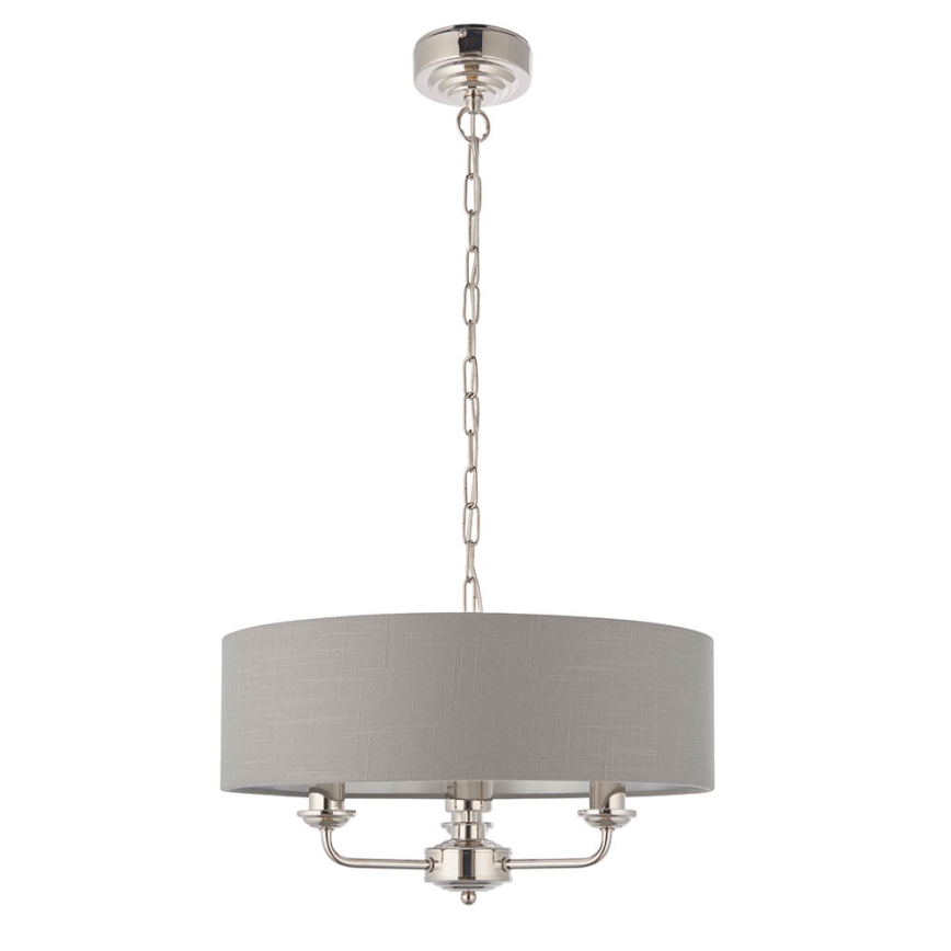 Endon 94377 - Chandelier on a chain HIGHCLERE 3xE14/40W/230V grey/shiny chrome d. 45 cm