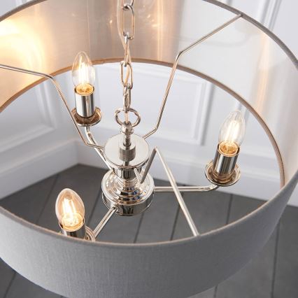 Endon 94377 - Chandelier on a chain HIGHCLERE 3xE14/40W/230V grey/shiny chrome d. 45 cm