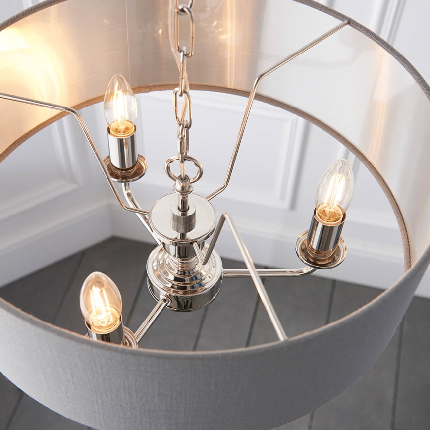 Endon 94377 - Chandelier on a chain HIGHCLERE 3xE14/40W/230V grey/shiny chrome d. 45 cm