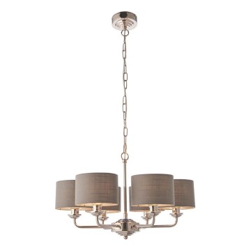 Endon 94381 - Chandelier on a chain HIGHCLERE 6xE14/28W/230V grey/shiny chrome