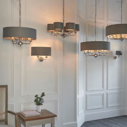 Endon 94381 - Chandelier on a chain HIGHCLERE 6xE14/28W/230V grey/shiny chrome