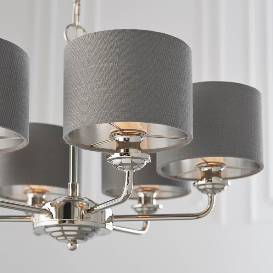 Endon 94381 - Chandelier on a chain HIGHCLERE 6xE14/28W/230V grey/shiny chrome