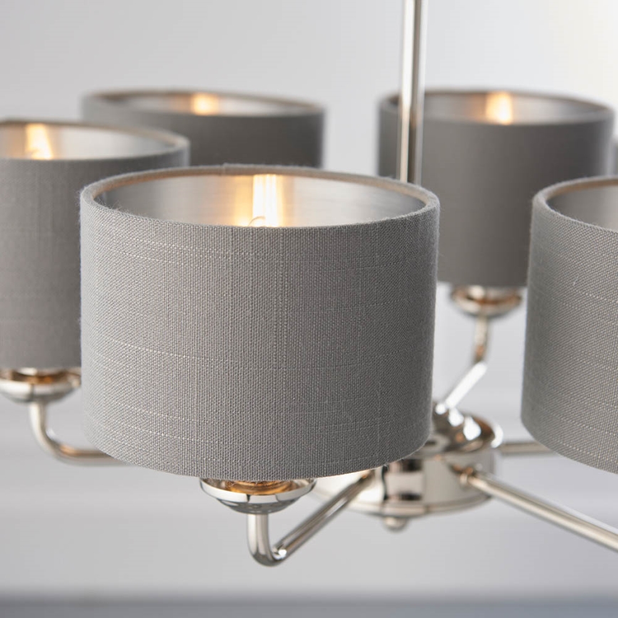 Endon 94381 - Chandelier on a chain HIGHCLERE 6xE14/28W/230V grey/shiny chrome