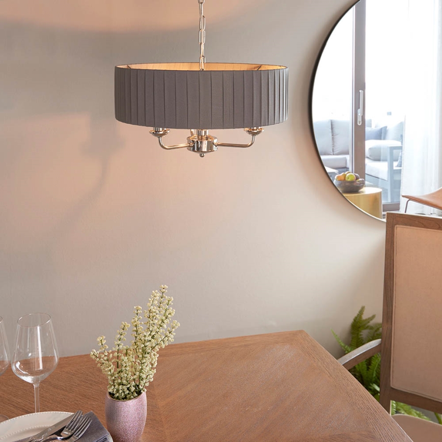 Endon 94394 - Chandelier on a chain HIGHCLERE 3xE14/40W/230V dark grey/shiny chrome