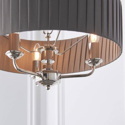 Endon 94394 - Chandelier on a chain HIGHCLERE 3xE14/40W/230V dark grey/shiny chrome