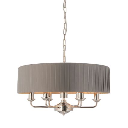 Endon 94397 - Chandelier on a chain HIGHCLERE 6xE14/40W/230V grey/shiny chrome