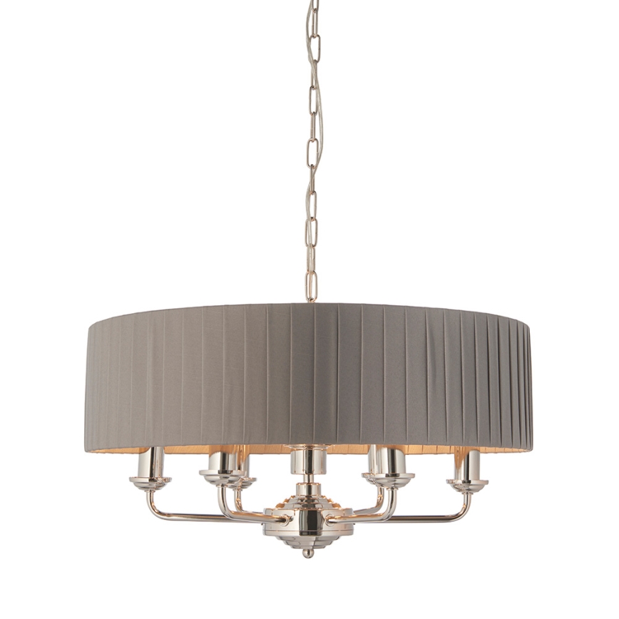 Endon 94397 - Chandelier on a chain HIGHCLERE 6xE14/40W/230V grey/shiny chrome