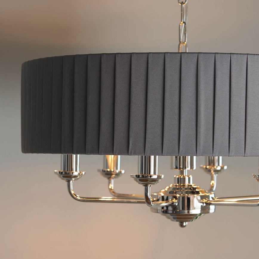 Endon 94397 - Chandelier on a chain HIGHCLERE 6xE14/40W/230V grey/shiny chrome