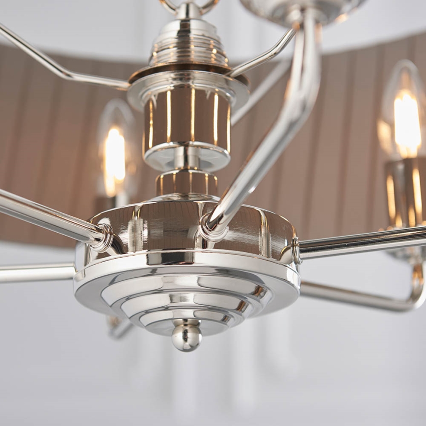 Endon 94397 - Chandelier on a chain HIGHCLERE 6xE14/40W/230V grey/shiny chrome
