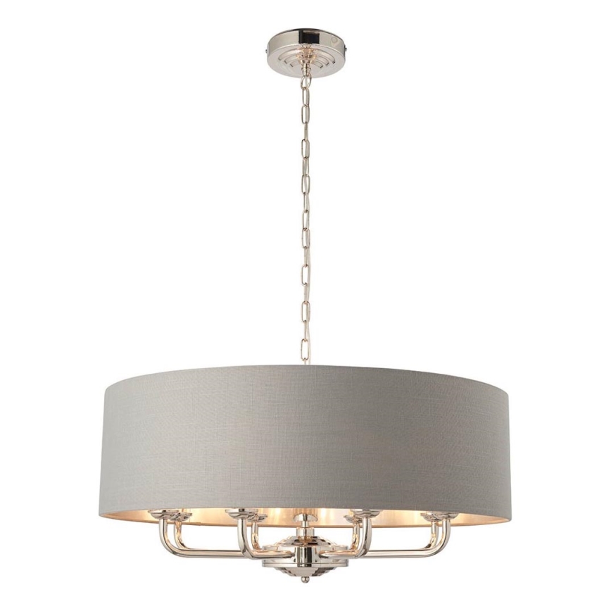 Endon 94415 - Chandelier on a chain HIGHCLERE 8xE14/40W/230V grey/shiny chrome d. 70 cm