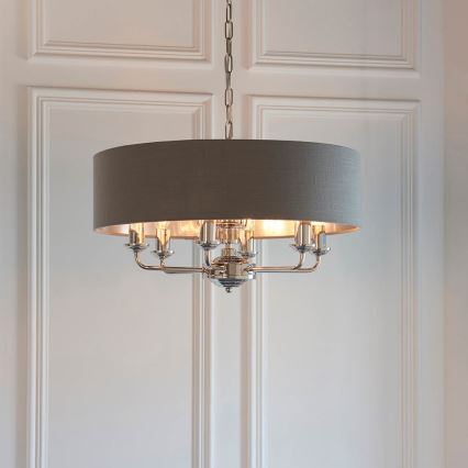 Endon 94415 - Chandelier on a chain HIGHCLERE 8xE14/40W/230V grey/shiny chrome d. 70 cm