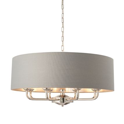 Endon 94415 - Chandelier on a chain HIGHCLERE 8xE14/40W/230V grey/shiny chrome d. 70 cm