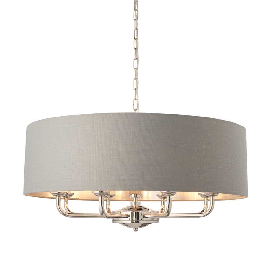 Endon 94415 - Chandelier on a chain HIGHCLERE 8xE14/40W/230V grey/shiny chrome d. 70 cm