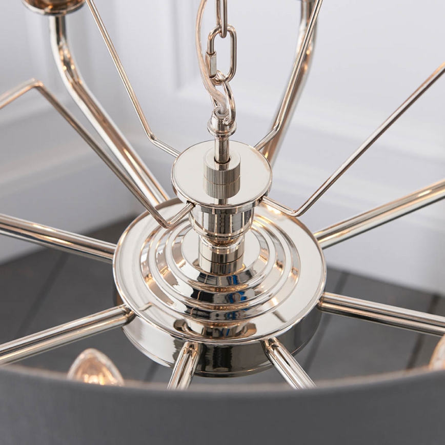 Endon 94415 - Chandelier on a chain HIGHCLERE 8xE14/40W/230V grey/shiny chrome d. 70 cm