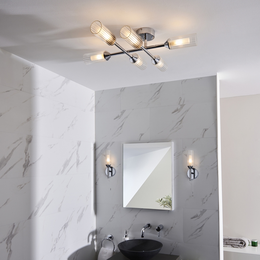 Endon 95045 - Bathroom surface-mounted chandelier NATORI 6xG9/3W/230V IP44 shiny chrome